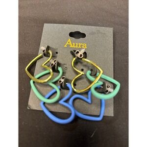 Heart-shaped Hoop Earrings 3 pairs